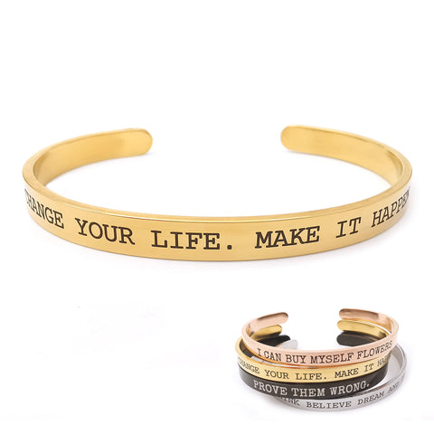 Bracciale da donna uomo personalizzato con frase incisione nome rigido in acciaio personalizzabile amiche braccialetto regalo oro
