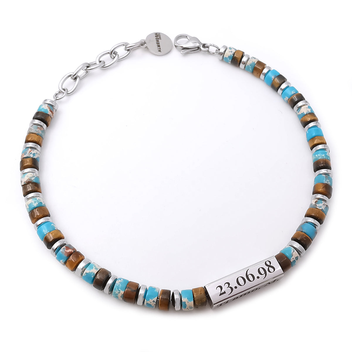 Bracciale Personalizzato ALMENDRA In Acciaio - Incisione Nome/Frase - Regalo Per Lui/Lei - Foto 4