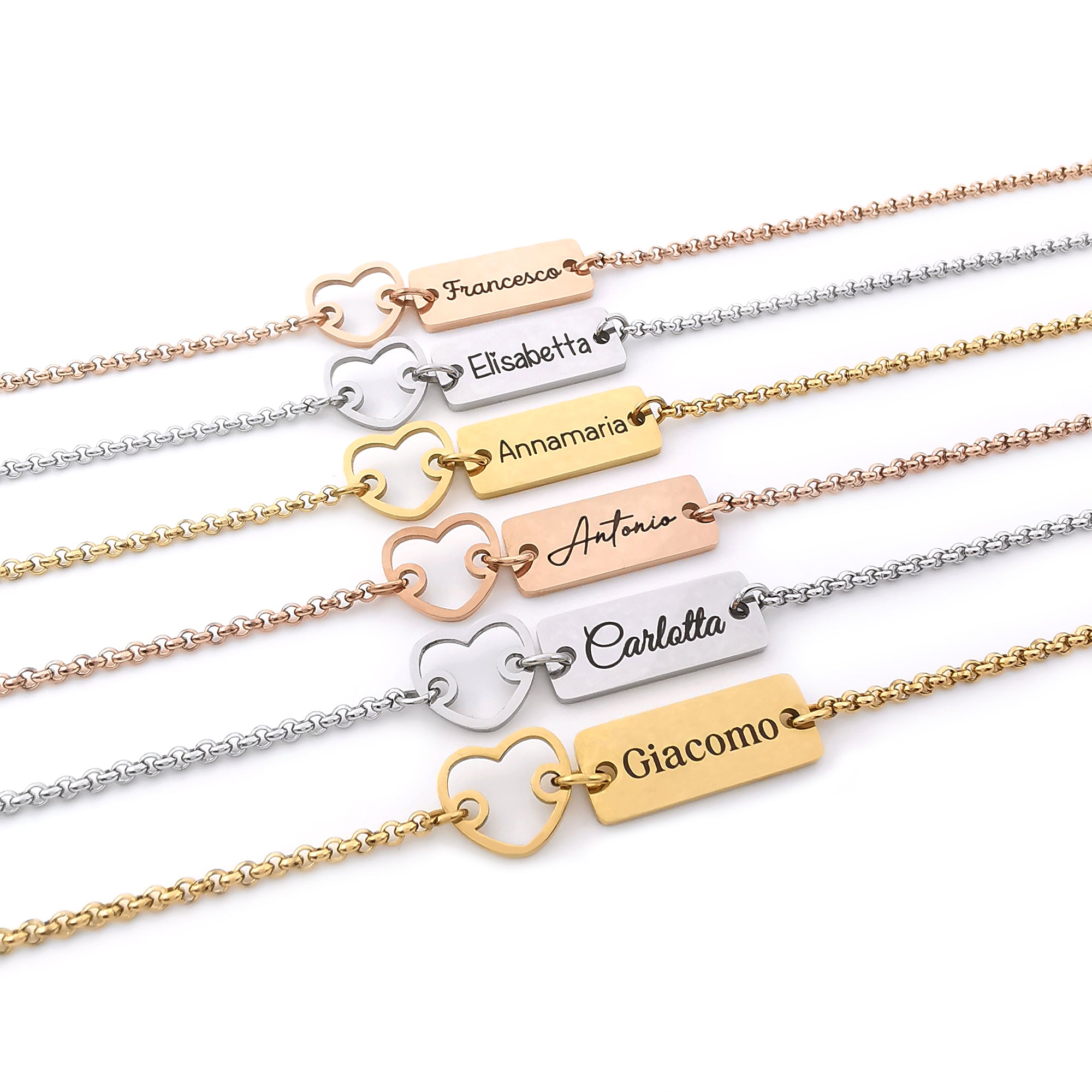 ALMENDRA Bracciale Donna Personalizzato Con Foto Incisa E Scritta - Ciondolo In Acciaio Inox Con Incisione Fotografica, Idea Regalo Originale Made In Italy