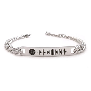 Bracciale da uomo personalizzabile codice canzone Spotify con piastrina in acciaio a catena groumette braccialetto regolabile