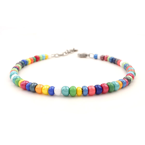 Bracciale da uomo in vetro colorato di Boemia (diametro 4mm)