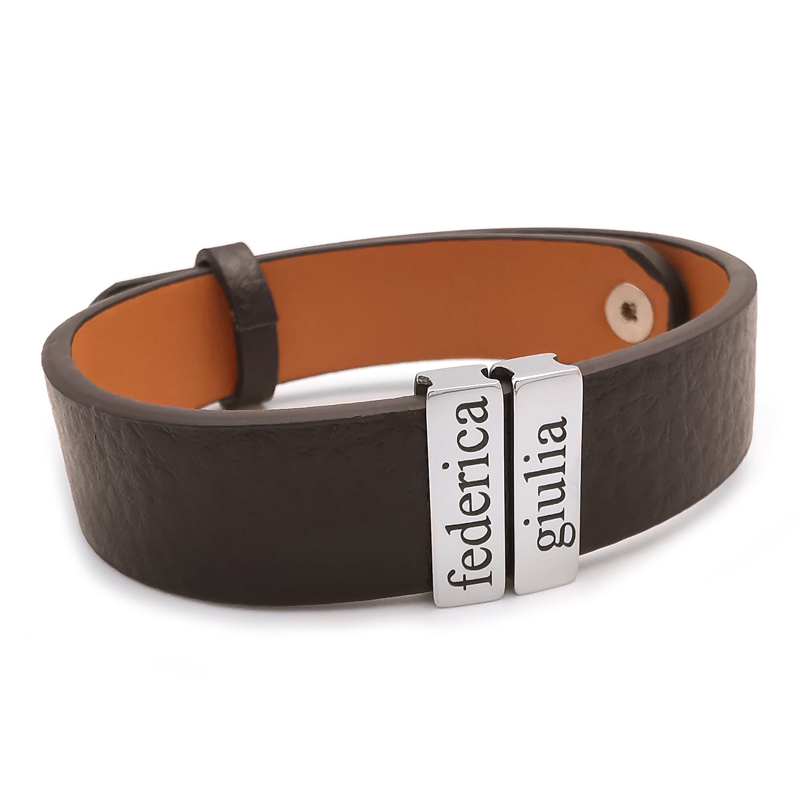 Bracciale Pelle Uomo Personalizzato KAULULU - Con Nomi Incisi, Per Famiglia, Amici, Regali Speciali