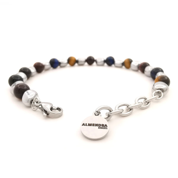 Bracciale da uomo nuggets braccialetto ematite pietre dure occhio di tigre blu rosso giallo