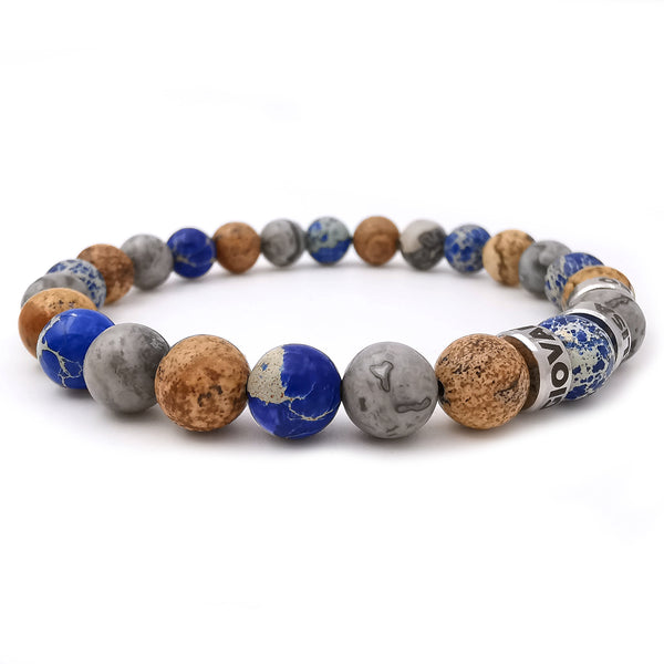 Bracciale da uomo personalizzato con pietre dure incisione nomi figli famiglia festa del papà diaspro 3 colori