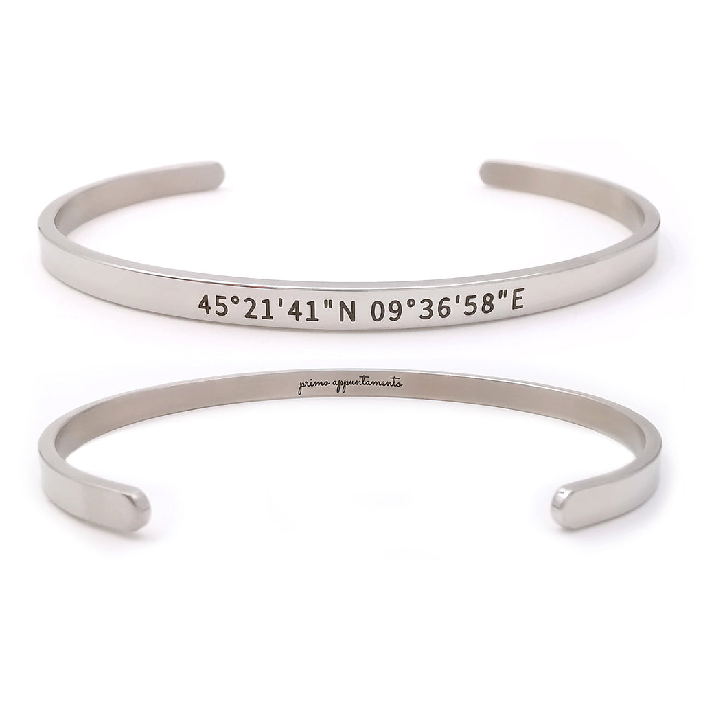 Bracciale personalizzato con incisione su inserto in acciaio coordinat Bracciale personalizzato con incisione su inserto in acciaio coordinat